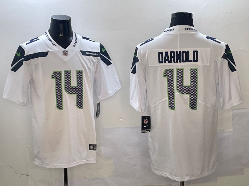 Men Seattle Seahawks #14 Metcalf White Second generation 2025 Nike Limited NFL Jersey style 3